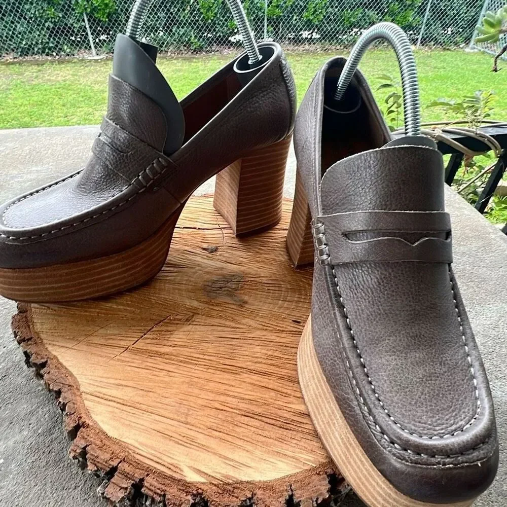 Kork-Ease Barbara Platform Gray Penny Loafer Nwt Size 8.5